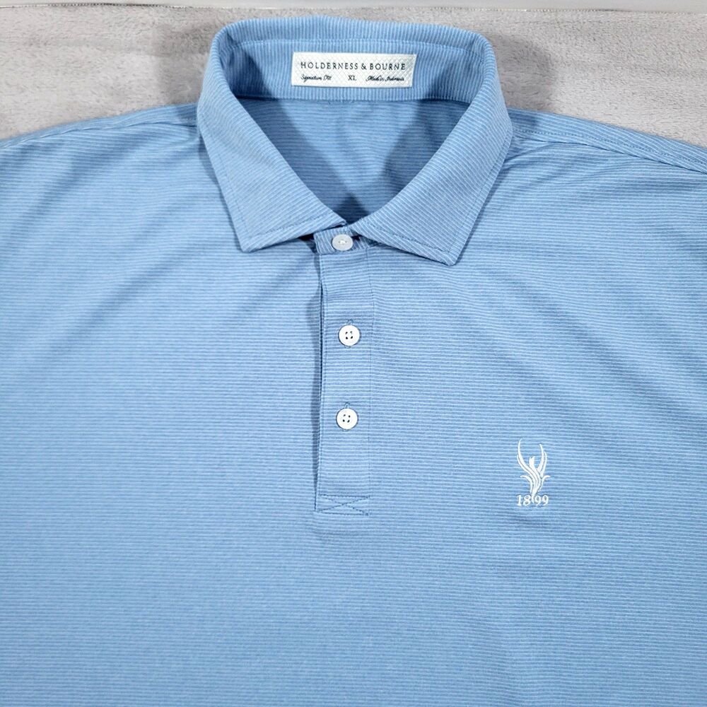 Holderness Bourne The Holland Shirt Mens XL Blue Heathered Bedford Golf Polo